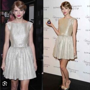 Taylor Swift Contrarian Byrdie Backless Metallic Mini Dress Gold